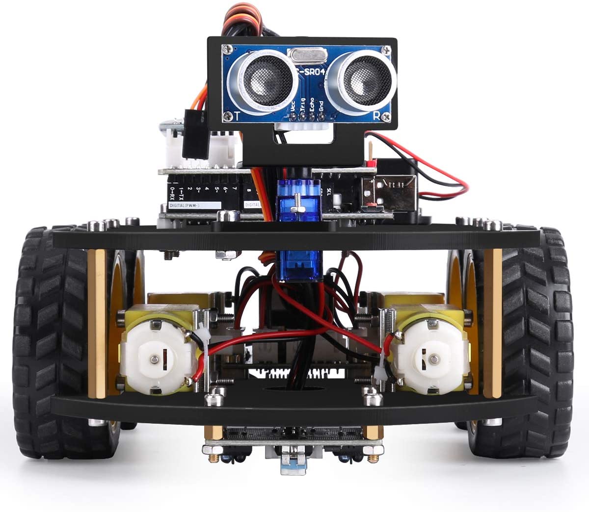 Kit de Robot Coche Inteligente Conjunto de Componentes Electrónicos de Coche Rastreador de Línea